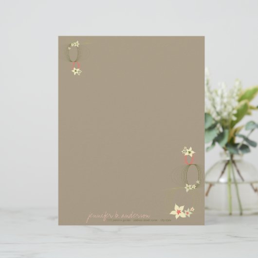 Roze Plumeria Frangipani Flowers Chic Ikebana Zen Briefhoofd Ontwerp (Staand voorkant)