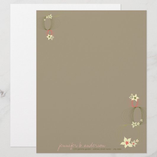 Roze Plumeria Frangipani Flowers Chic Ikebana Zen Briefhoofd Ontwerp (Voorkant / Achterkant)