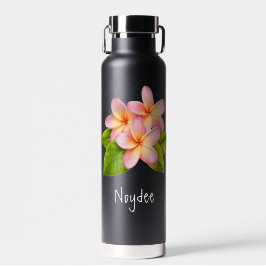 Roze Plumeria Frangipani, jouw naam, bloem Waterfles