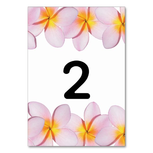 Roze Plumeria Frangipani Trouwtafel Nummer Kaart (Achterkant)