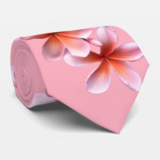 Roze Plumeria Frangipani Unisex Stropdas (Opgerold)