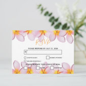 Roze Plumeria Frangipani Weddenschap RSVP Kaarten (Staand voorkant)