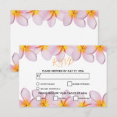 Roze Plumeria Frangipani Weddenschap RSVP Kaarten (Voorkant / Achterkant)