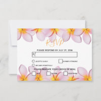 Roze Plumeria Frangipani Weddenschap RSVP Kaarten