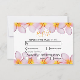 Roze Plumeria Frangipani Weddenschap RSVP Kaarten