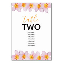 Roze Plumeria Frangipani Wedding Guest Names