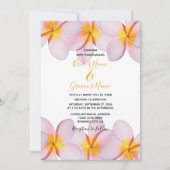 Roze Plumeria Frangipani Wedding Invitations Kaart (Voorkant)