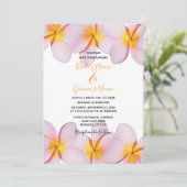 Roze Plumeria Frangipani Wedding Invitations Kaart (Staand voorkant)