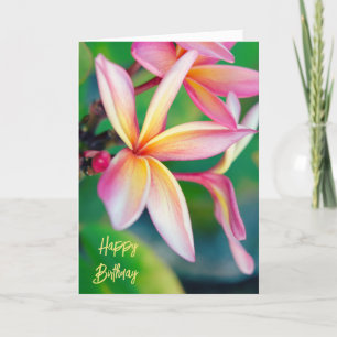 Roze Plumeria Happy Birthday-kaart Bedankkaart