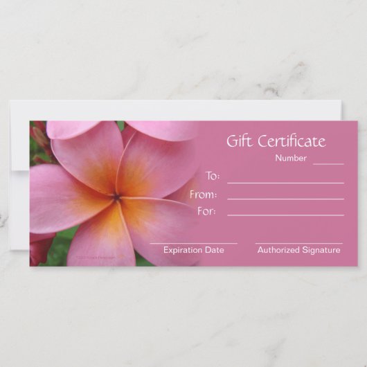 Roze Plumeria Massage of Spa Cadeaubonnen (Achterkant)