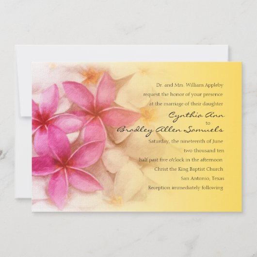 Roze Plumeria met Geel Kaart (Voorkant)