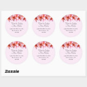 Roze Plumeria-naam en adresenvelopzegel Ronde Sticker (Vel)