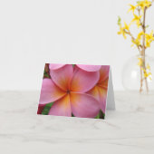 Roze Plumeria Notecard Kaart (Gele Bloem)