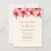 Roze Plumeria Real Flowers Border Ecru Magnetische Uitnodiging (Voorkant)