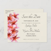 Roze Plumeria Save the Date aangepaste briefkaart (Voorkant / Achterkant)