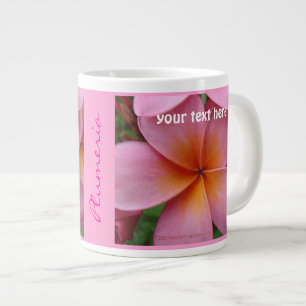 Roze Plumeria Tropical Flower Custom Name JumboMug Grote Koffiekop