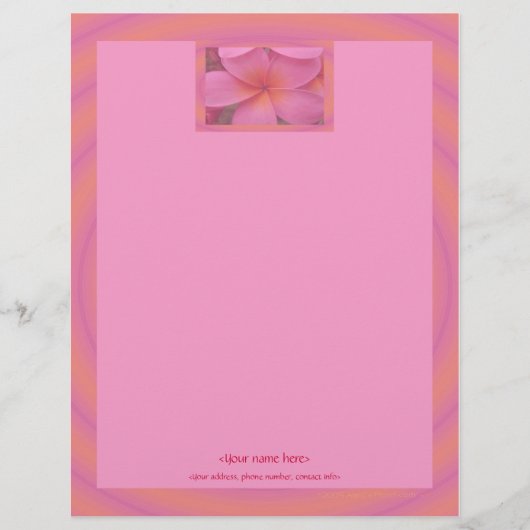 Roze Plumeria Tropical Letterhead Persoonlijk Briefhoofd (Voorkant)