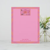 Roze Plumeria Tropical Letterhead Persoonlijk Briefhoofd (Staand voorkant)