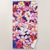 Roze Plumeria Tropische Bloem Strand Handdoek (Voorkant)