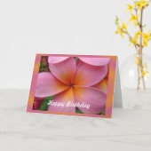 Roze Plumeria Tropische Bloem Verjaardag Kaart (Gele Bloem)