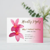 Roze plunjer op roze, Floral, RSVP Bedankkaart (Staand voorkant)