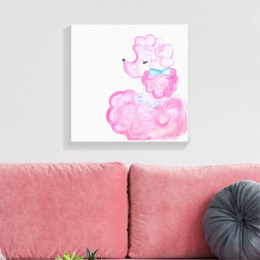 Roze poedel canvas (Insitu (Woonkamer))