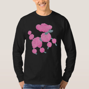 Roze poedel dansen op wit t-shirt