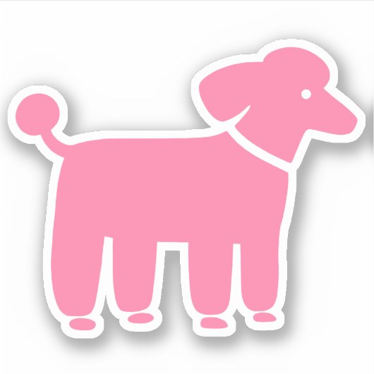 Roze Poedel Dog Design Schattigee Vinyl Sticker (Voorkant)