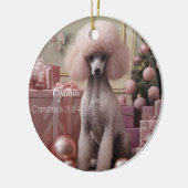 Roze poedel gepersonaliseerde kerst ornament (Links)