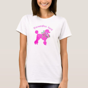 Roze poedel gepersonaliseerde vrouwen T-shirt