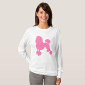 ROZE POEDEL HOND Vrouwen Lange Mouw T-shirt (Voorkant volledig)