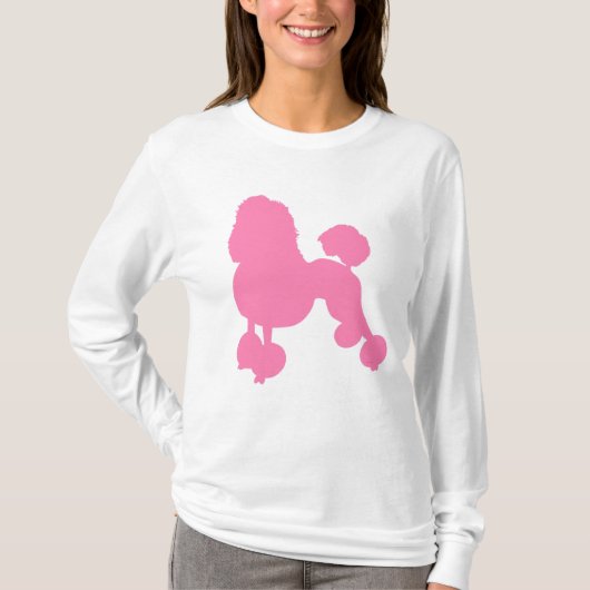 ROZE POEDEL HOND Vrouwen Lange Mouw T-shirt (Voorkant)