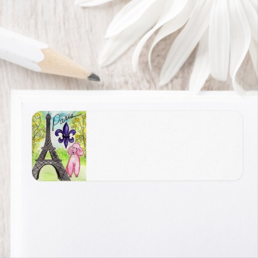 Roze poedel in Parijs Etiket (Insitu)