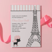 Roze poedel in Parijs Verjaardag Kaart