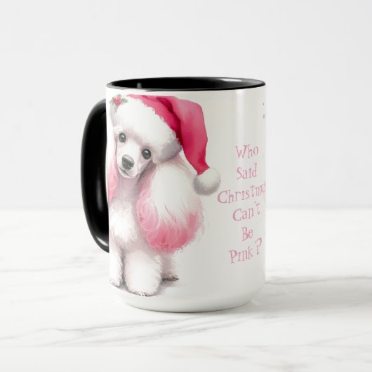 Roze Poedel Kerst Koffie Mok Cup (Voorkant links)