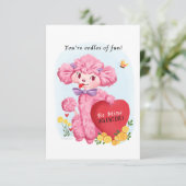Roze Poedel Kleine Traditionele  Valentijn Kaart (Staand voorkant)