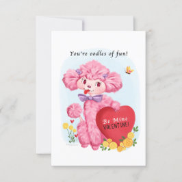 Roze Poedel Kleine Traditionele  Valentijn Kaart