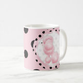 Roze Poedel Koffie Mok Cup Roze Polka Dot (Voorkant rechts)