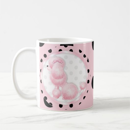 Roze Poedel Koffie Mok Cup Roze Polka Dot (Links)