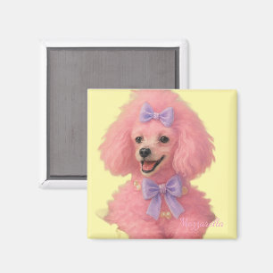Roze poedel magneet, poedel decoratie magneet