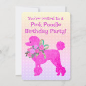 Roze Poedel Meisjes Verjaardag Sample uitnodiging (Voorkant)