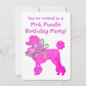 Roze Poedel Meisjes Verjaardag Sample uitnodiging (Voorkant)
