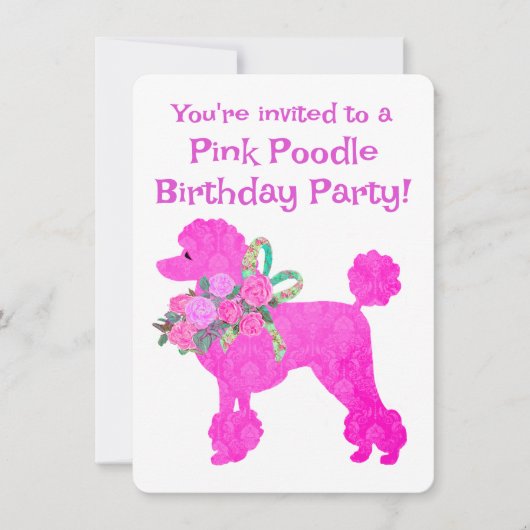 Roze Poedel Meisjes Verjaardag Sample uitnodiging (Voorkant)