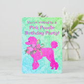Roze Poedel Meisjes Verjaardag Sample uitnodiging (Staand voorkant)