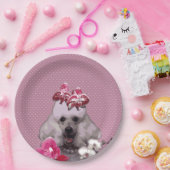 Roze poedel Papier Borden 9 inch Papieren Bordje (Feest)