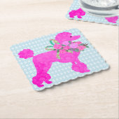 Roze poedel partij benodigdheden kartonnen onderzetters (Gebogen)