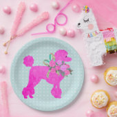 Roze poedel partij benodigdheden papieren bordje (Feest)