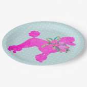 Roze poedel partij benodigdheden papieren bordje (Gekanteld)