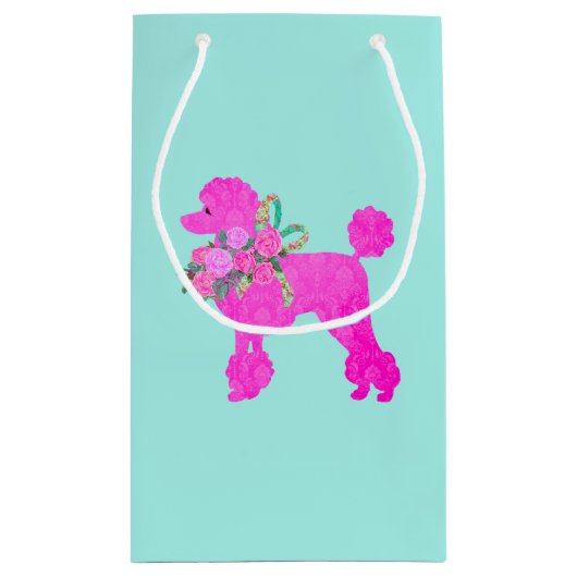 Roze Poedel Party Gepersonaliseerde Gift Bag Klein Cadeauzakje (Achterkant)