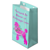 Roze Poedel Party Gepersonaliseerde Gift Bag Klein Cadeauzakje (Voorkant Gekanteld)